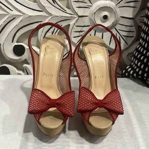 Christian Louboutin Mesh Bow Platform Sandal